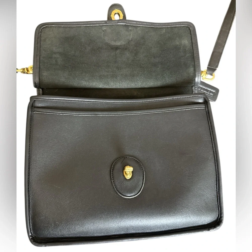Vintage 90s COACH Willis Black Leather Crossbody Shoulder Bag Purse USA 1602-339 - Picture 6 of 16